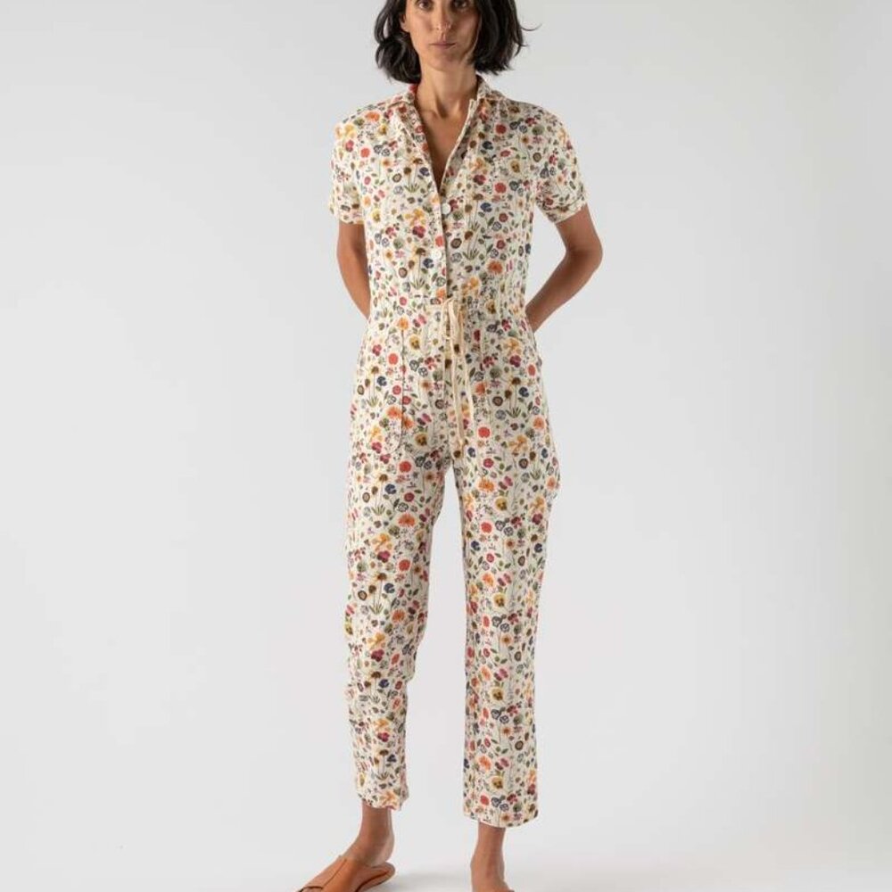 Rachel Antonoff Matthew Short Sleeved Jumpsuit in pressed flowers